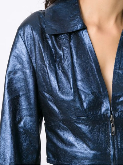 Shop Andrea Bogosian Leather Jacket In Blue