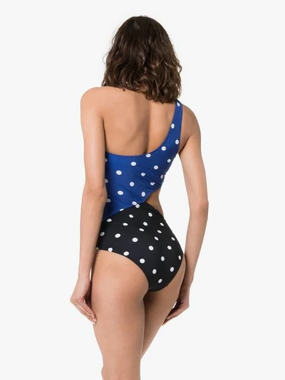 ARAKS EMLAR TWO-TONE POLKA DOT CUT-OUT SWIMSUIT - 蓝色