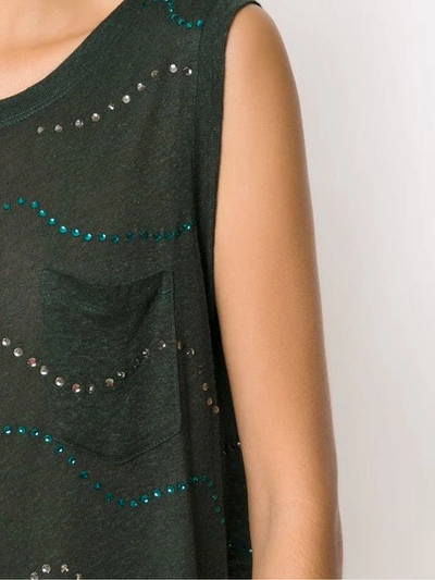 Shop Andrea Bogosian Embellished Linen Blouse In Green