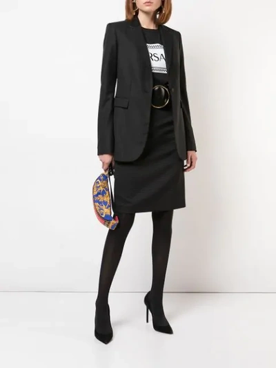 Shop Versace Textured Pencil Skirt - Black
