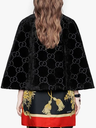 Shop Gucci Gg Velvet Cape In Black