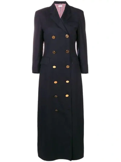 Shop Thom Browne Raw Edge Narrow Coat Dress In Blue