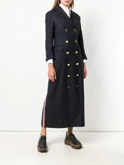 Shop Thom Browne Raw Edge Narrow Coat Dress In Blue