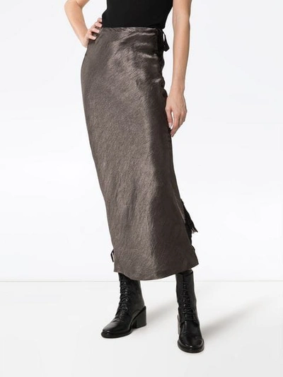 Shop Ann Demeulemeester High-waisted Silk Midi Skirt In Green