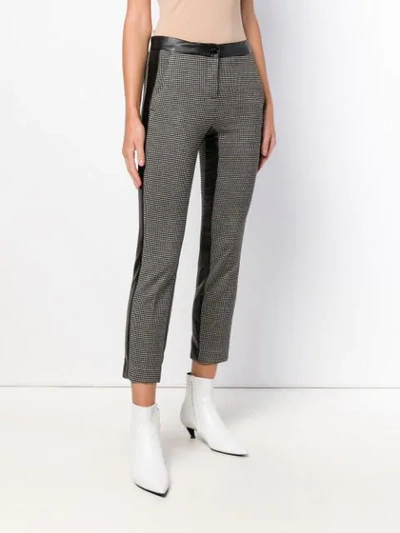 Shop Pinko Houndstooth Cropped Trousers In Black