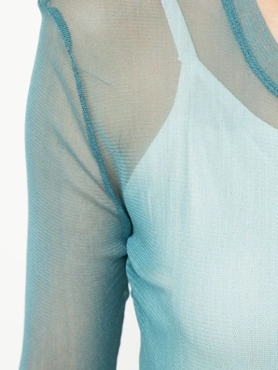 Shop Taylor Sheer 3/4 Sleeve T-shirt In Blue
