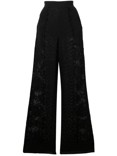 Shop Stella Mccartney Wide-leg Lace Trousers - Black