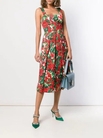 Shop Dolce & Gabbana Crepe Floral-print Dress In Red