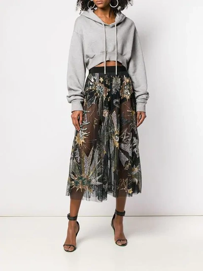 Shop Amen Sheer Sequin Skirt In Black