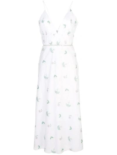 Shop Markarian V-neck Embroidered Dress In White