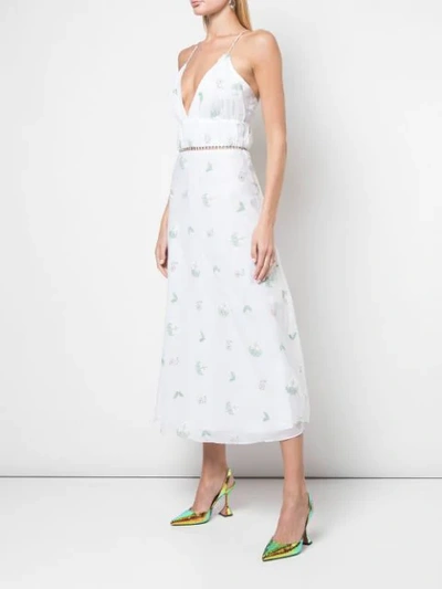 Shop Markarian V-neck Embroidered Dress In White