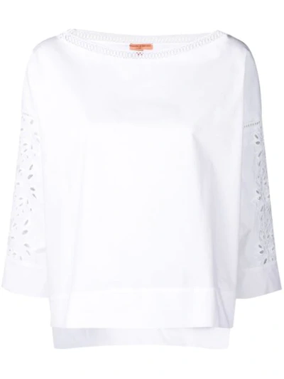 Shop Ermanno Scervino Embroidered Blouse In White