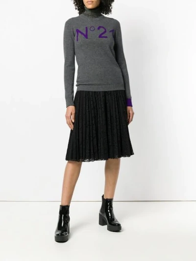 Shop N°21 Slim Fit Logo Sweater In Grey