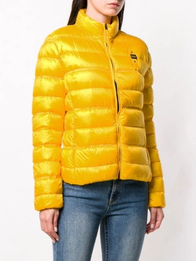 Shop Blauer Short Padded Jacket - Yellow