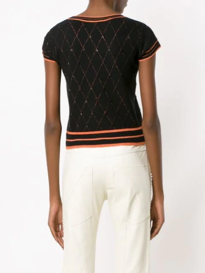 Shop Andrea Bogosian Embroidered Knit Blouse In Black