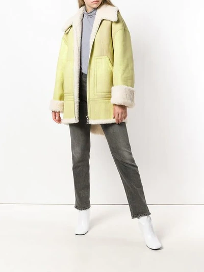 Mm6 Maison Margiela Oversized Washed Shearling Jacket In Yellow | ModeSens