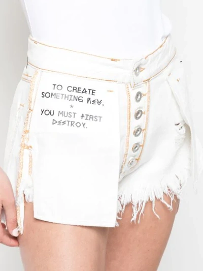 Shop Ben Taverniti Unravel Project Destroyed Denim Skirt In White