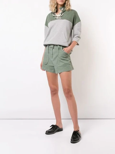 Shop Derek Lam 10 Crosby Belted Stretch Chino Short In Green