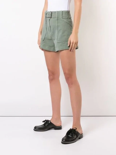 Shop Derek Lam 10 Crosby Belted Stretch Chino Short In Green