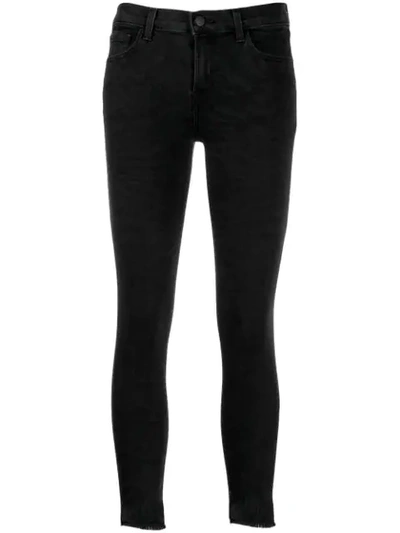 Shop J Brand Skinny Cropped Jeans In Black