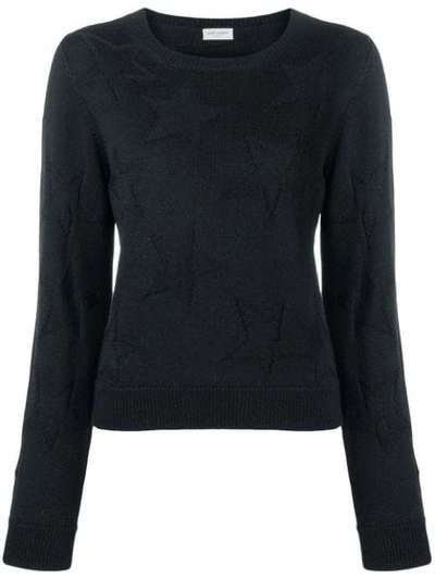 Shop Saint Laurent Star Intarsia Jumper In Black