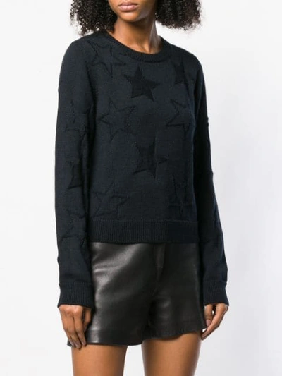 Shop Saint Laurent Star Intarsia Jumper In Black