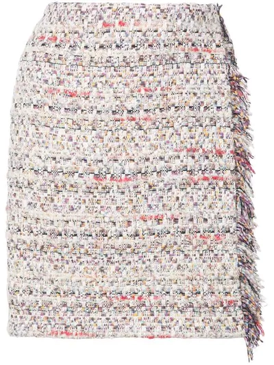 Shop Adam Lippes Tweed Mini Wrap Skirt In White