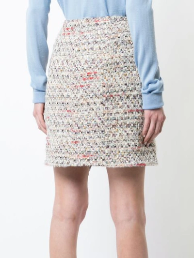 Shop Adam Lippes Tweed Mini Wrap Skirt In White