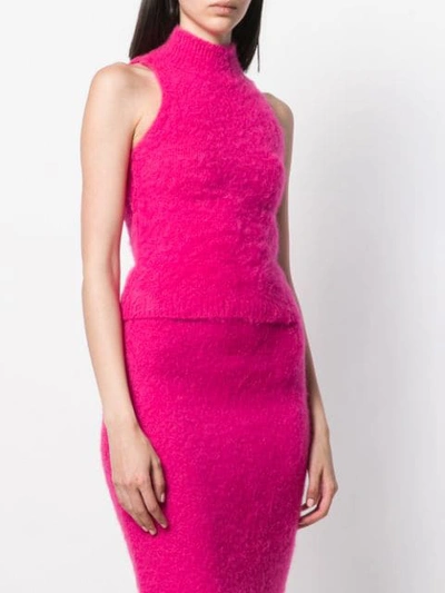 Shop Versace Fluffy Knitted Jumper In Pink