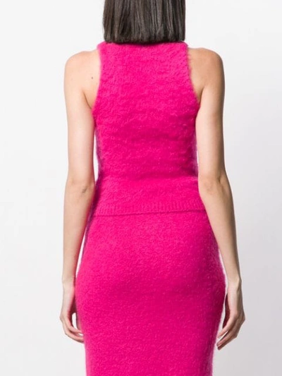 Shop Versace Fluffy Knitted Jumper In Pink