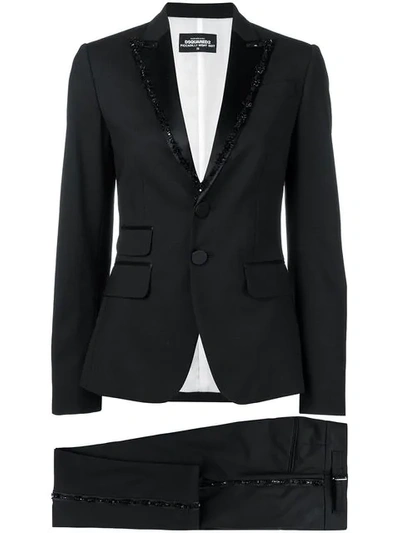 Shop Dsquared2 Bead Embroidered Suit In Black