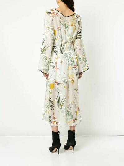Shop Mame Floral Print Plunge Neck Dress - White