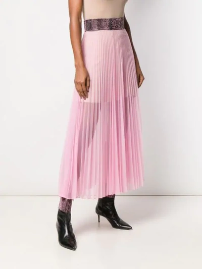 Shop Christopher Kane Crystal Mesh Pleated Skirt In Pink
