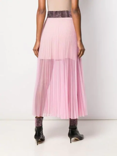 Shop Christopher Kane Crystal Mesh Pleated Skirt In Pink