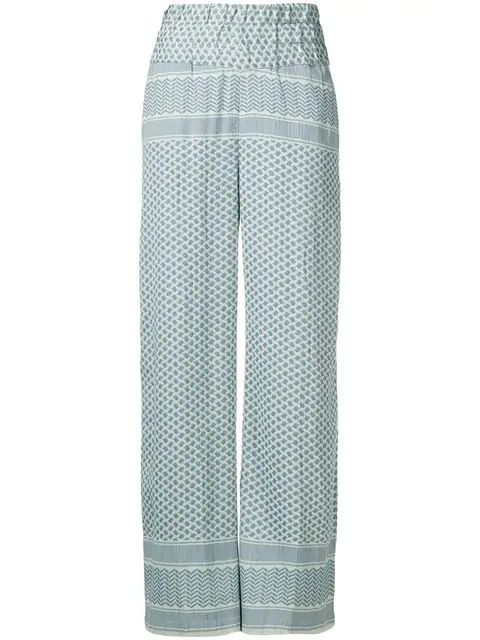 Cecilie Copenhagen Printed Trousers In Blue | ModeSens