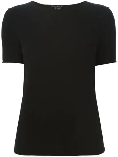 Shop Theory Short Sleeve Knit Top In Black