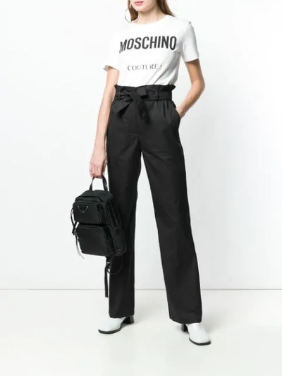 Shop Moschino High-waist Belted Trousers In Black