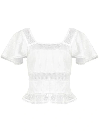 ALEXA CHUNG SQUARE NECK CROPPED BLOUSE - 白色