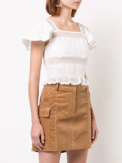 ALEXA CHUNG SQUARE NECK CROPPED BLOUSE - 白色