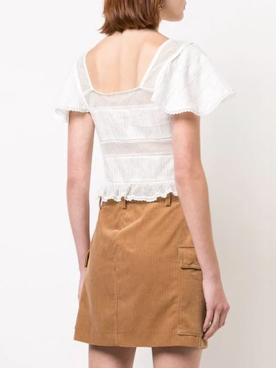 Shop Alexa Chung Square Neck Cropped Blouse In White