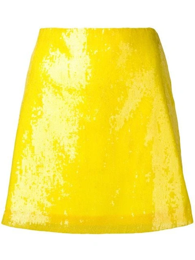 Shop Alberta Ferretti Yellow Sequin Skirt