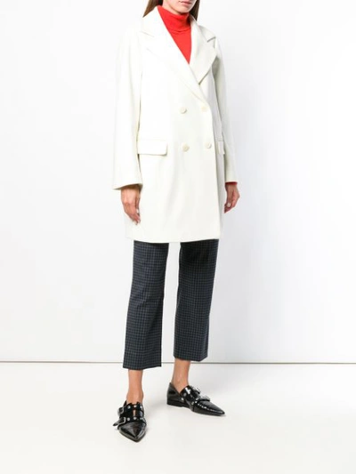 Shop Alberto Biani Double-breasted Coat - White