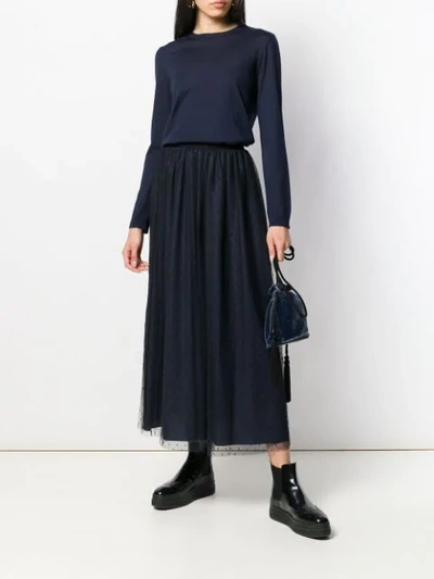 Shop Red Valentino Mesh Tulle Skirt In Blue