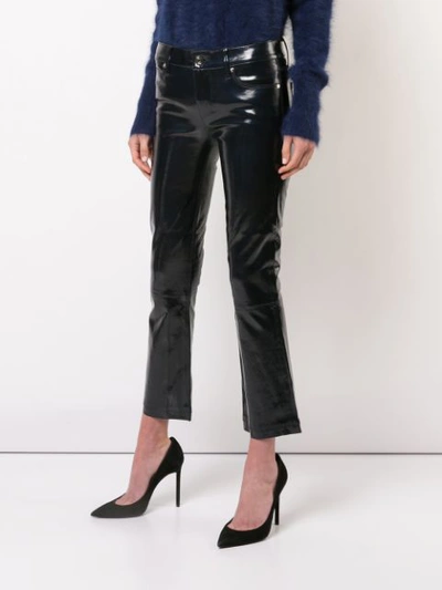 Shop Rta Cropped Varnished Trousers In Black