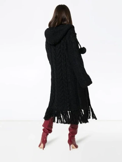 Shop Saint Laurent Cable Knit Cardigan Coat In Black