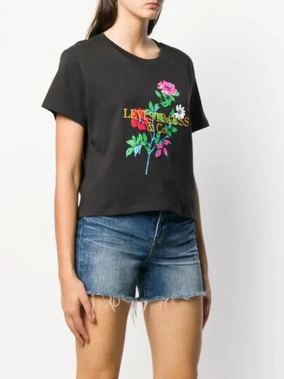 Shop Levi's Floral Print T-shirt In Black