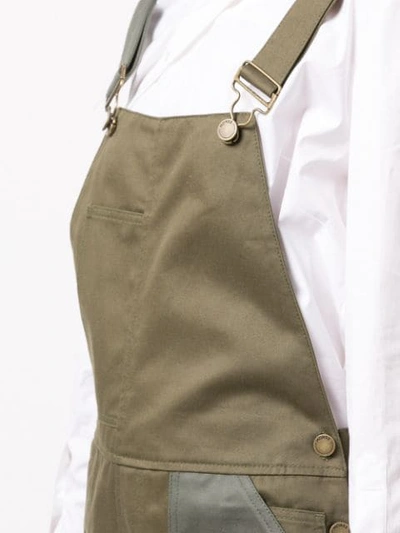 Shop Monse Buckled Strap Dungaree Shorts In Green