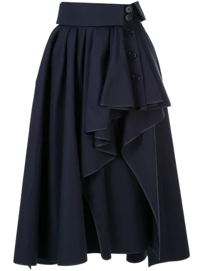 Shop Dice Kayek Ruffled Asymmetric Skirt In Blue