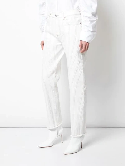 Shop Mugler Stitching Detail Trousers In White