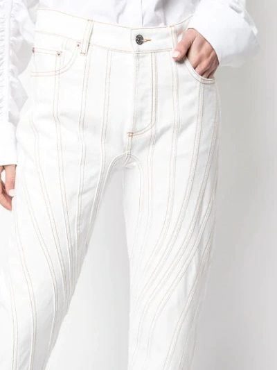 Shop Mugler Stitching Detail Trousers In White
